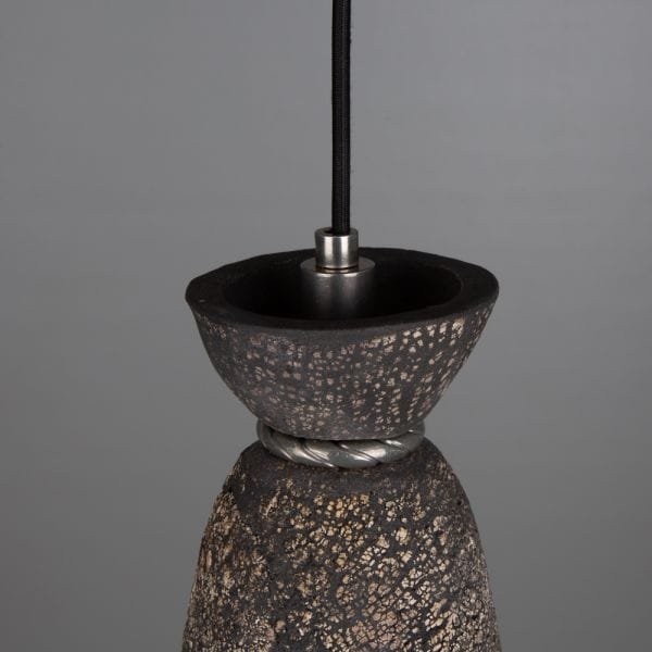 Black Clay Parva Ceramic Bathroom Pendant Light 14cm - Image 2